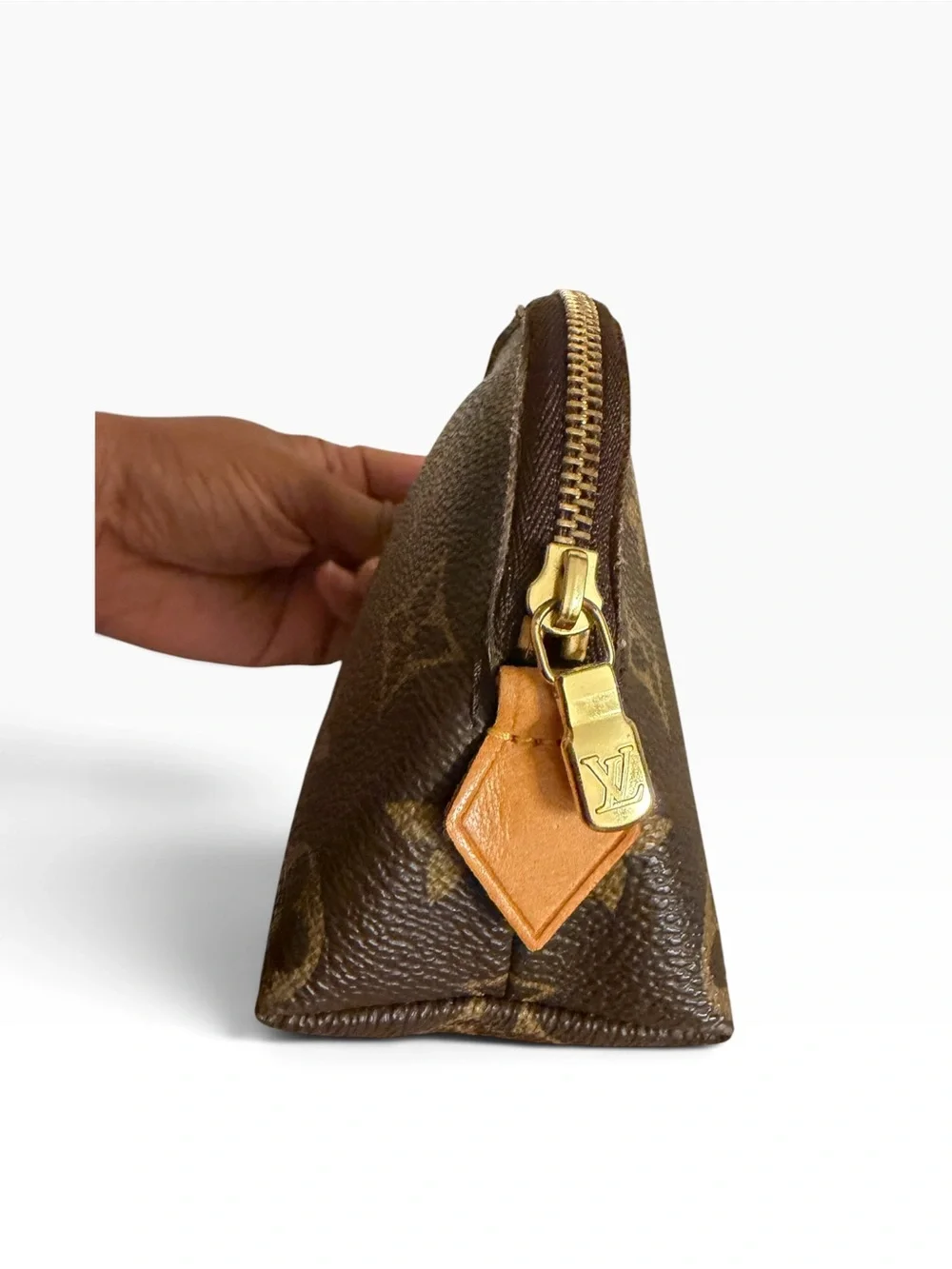 Louis Vuitton Brown and Gold Monogram Cosmetic Pouch PM